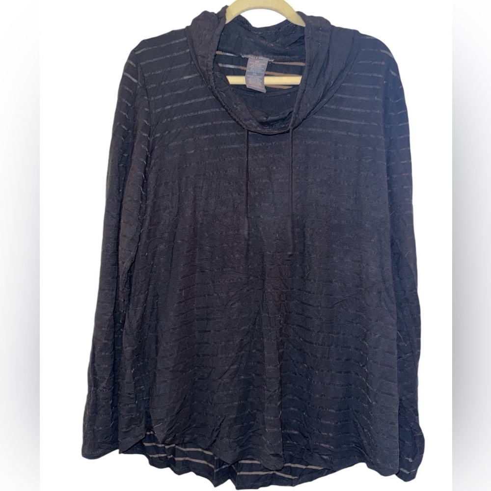 Chelsea & Theodore Black Striped Mock Neck Sweatshirt XXL